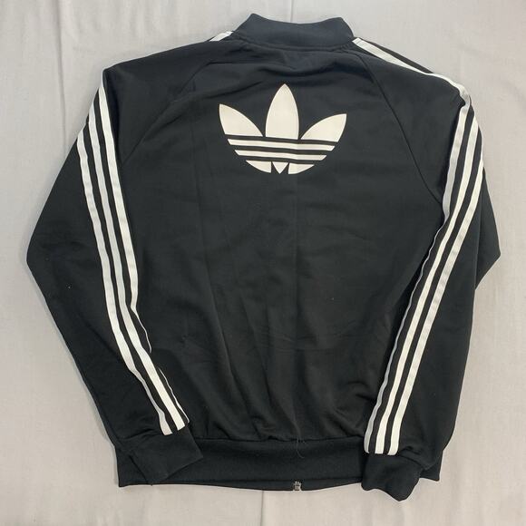 adidas Trefoil Track Jacket Size Small Full Zip Black White Stripes Polyester - Picture 5 of 7